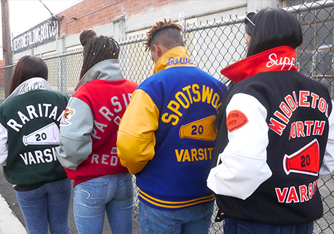 Mixed Media Letterman Jacket - Multi-color